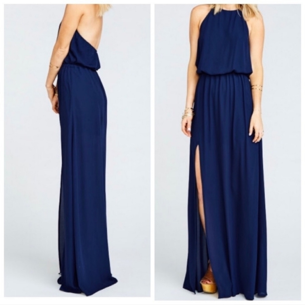 NWOT Show Me Your MuMu Heather Halter Dress Navy Small